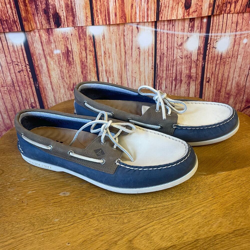 Sperry Authentic Originals 2-Eye Plushwave Tri-Tone Boat Shoes  11.5 Men's Deck